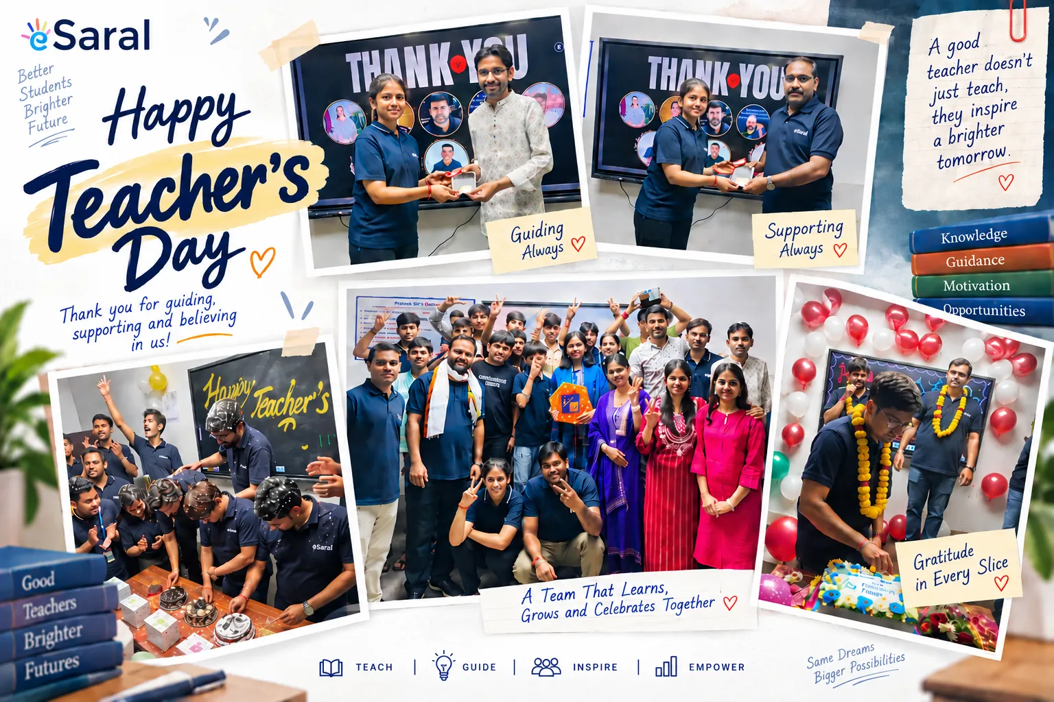 eSaral Gurukul students with teachers and mentors on teacher's day 2026